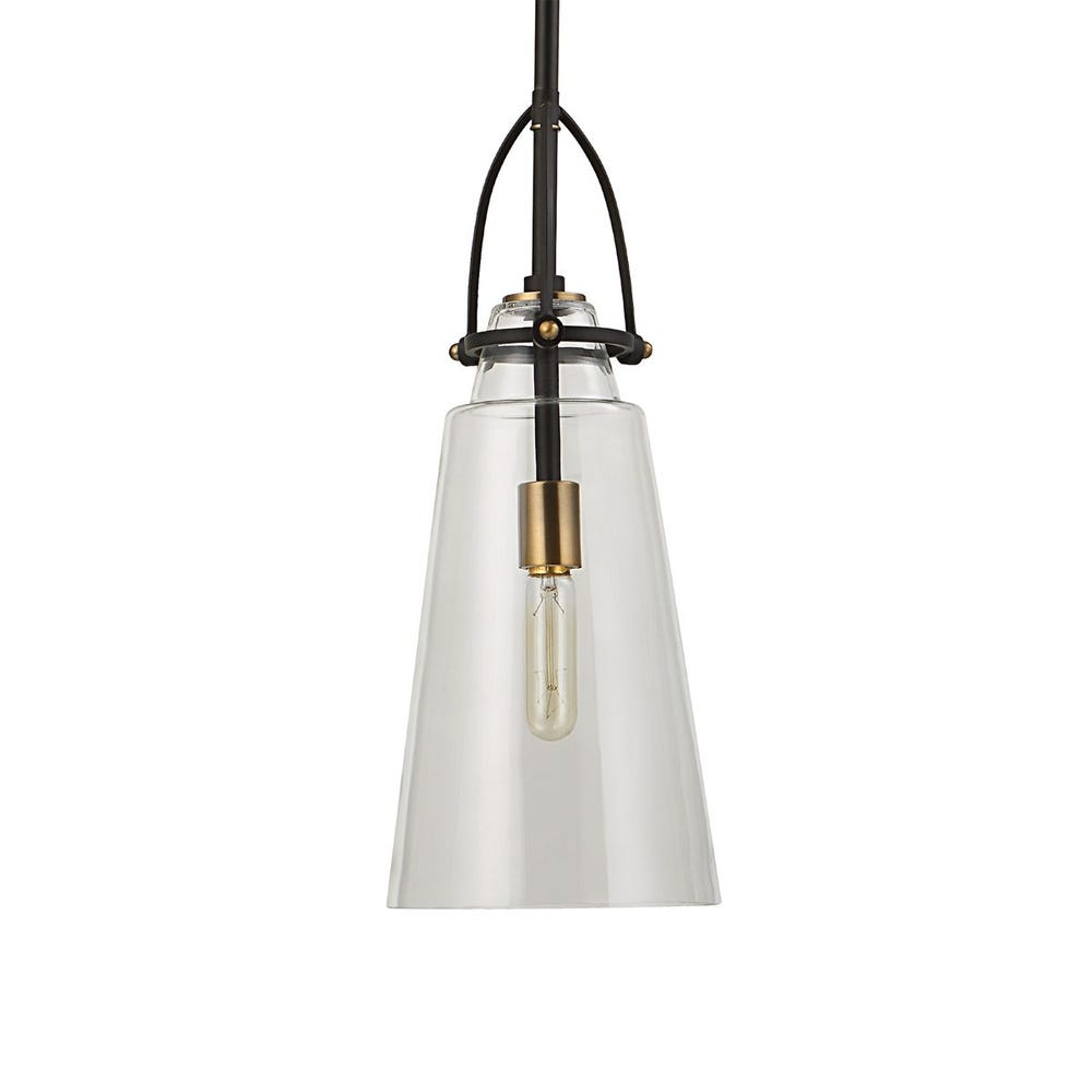 Saugus Black Antique Brass Mini Pendant Light