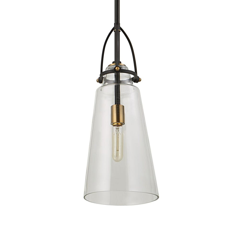 Saugus Black Antique Brass Mini Pendant Light