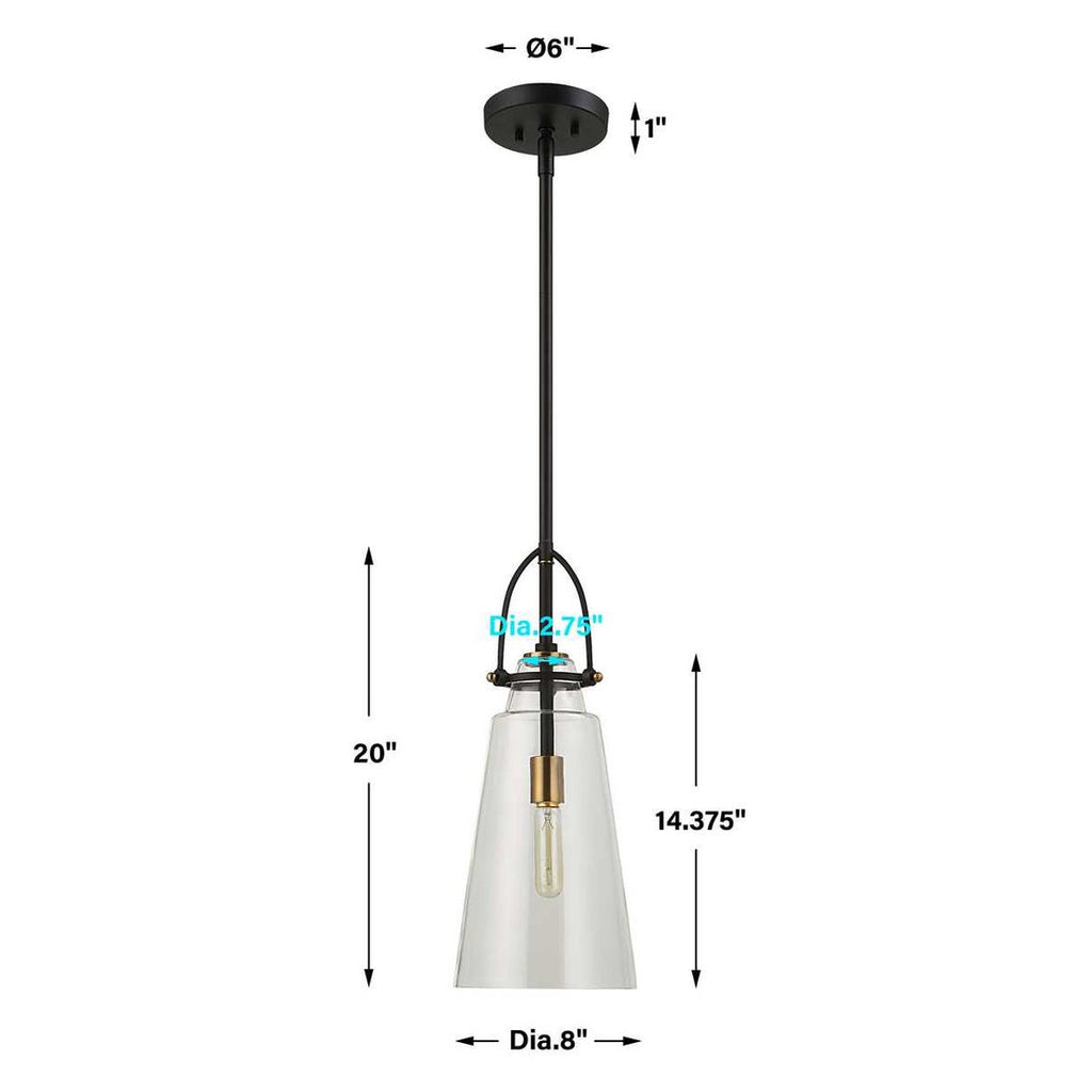 Saugus Black Antique Brass Mini Pendant Light
