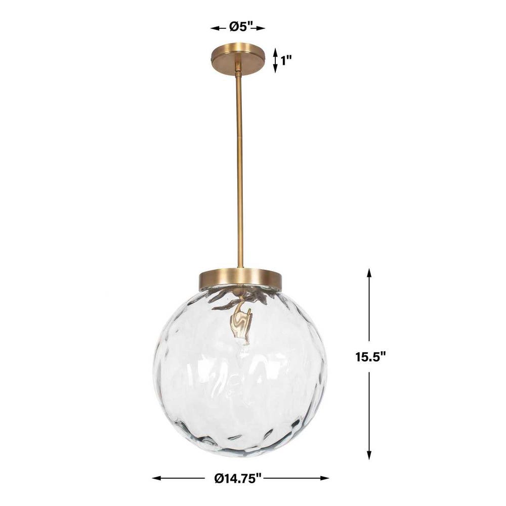 Gaia Clear Glass Antique Brass Pendant Light