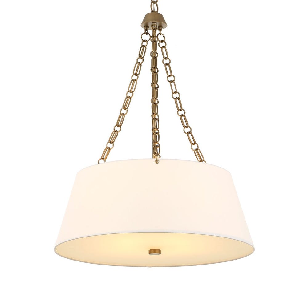 Andalucia Linen Shade Gold Pendant Light