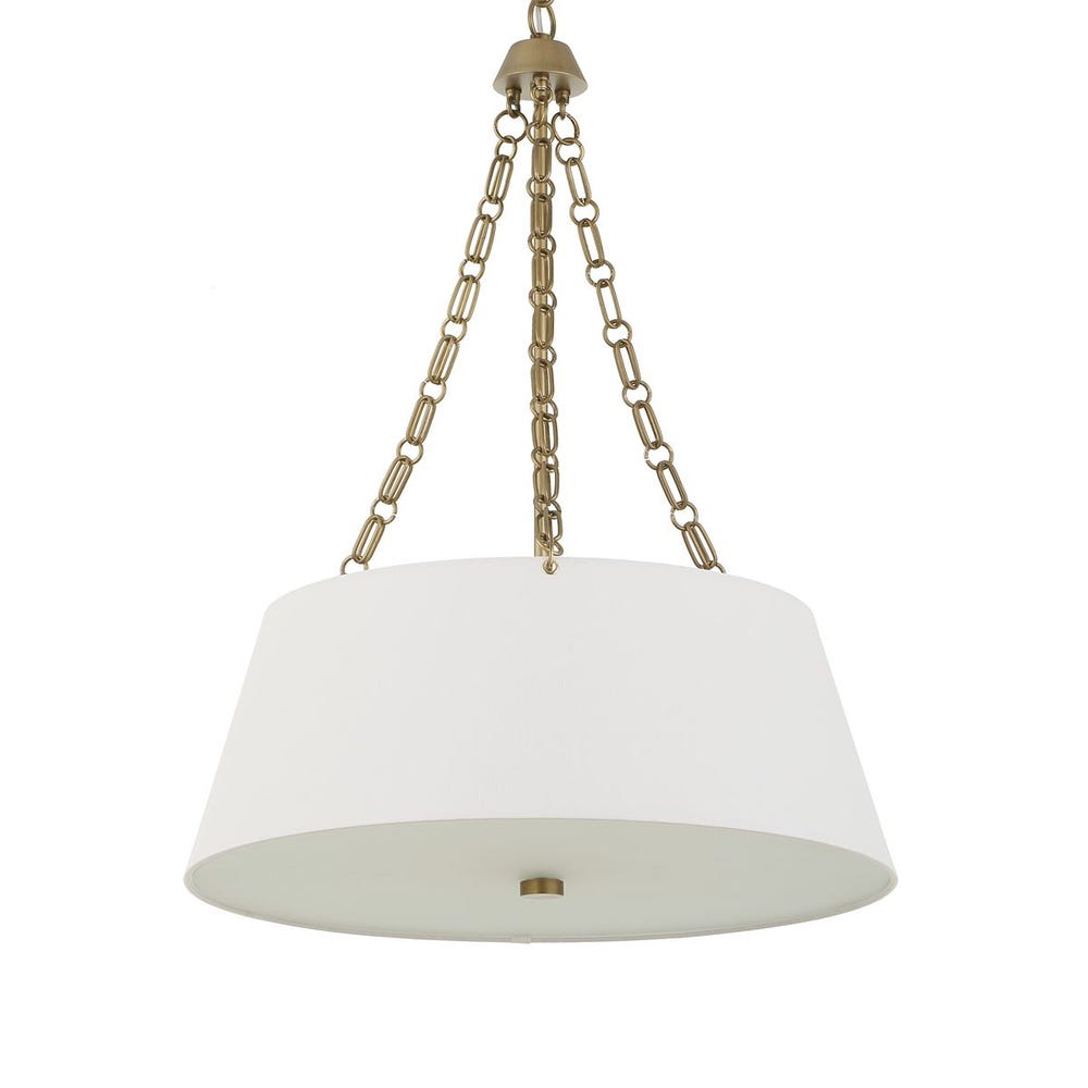 Andalucia Linen Shade Gold Pendant Light