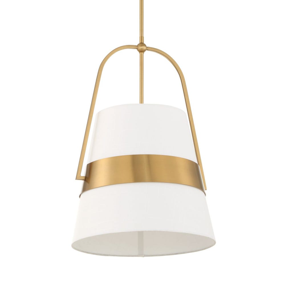 Harness Linen Shade Brass Pendant Light Fixture