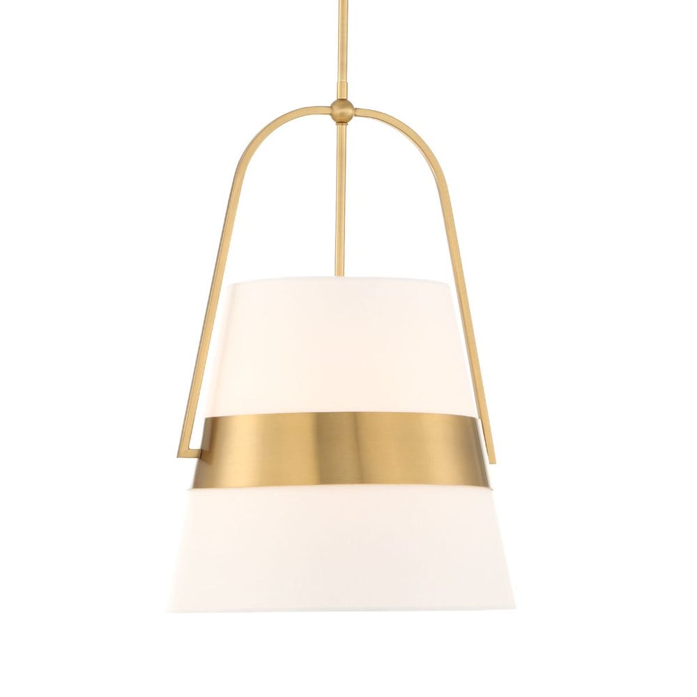 Harness Linen Shade Brass Pendant Light Fixture