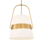 Harness Linen Shade Brass Pendant Light Fixture