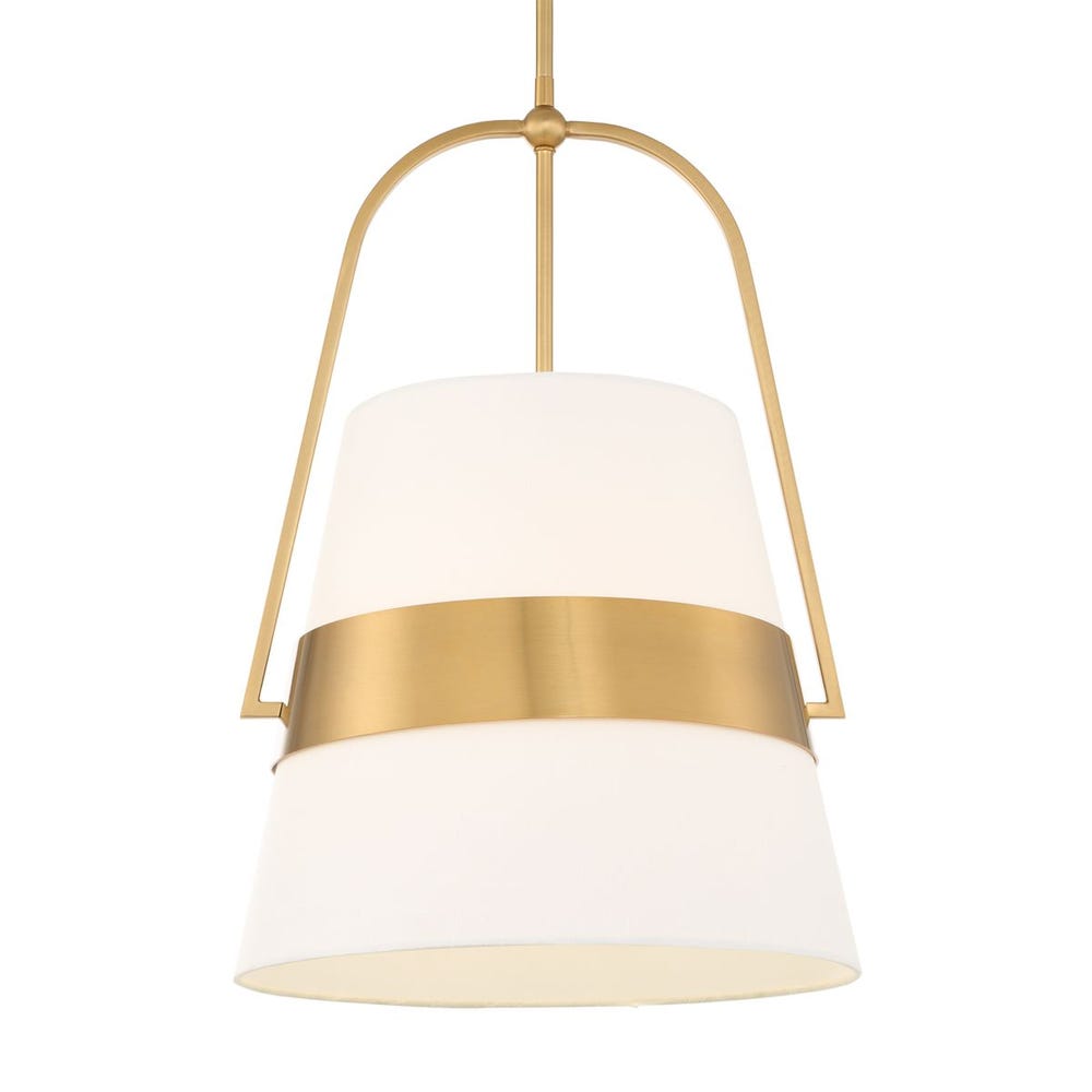 Harness Linen Shade Brass Pendant Light Fixture