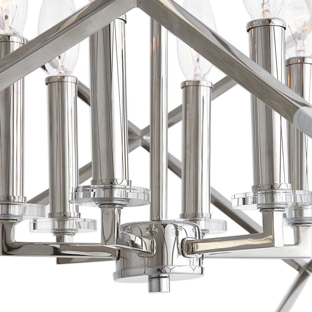Euclid 6 Light Nickel Cube Crystal Pendant