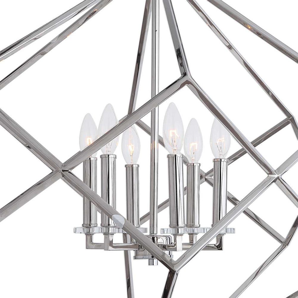 Euclid 6 Light Nickel Cube Crystal Pendant