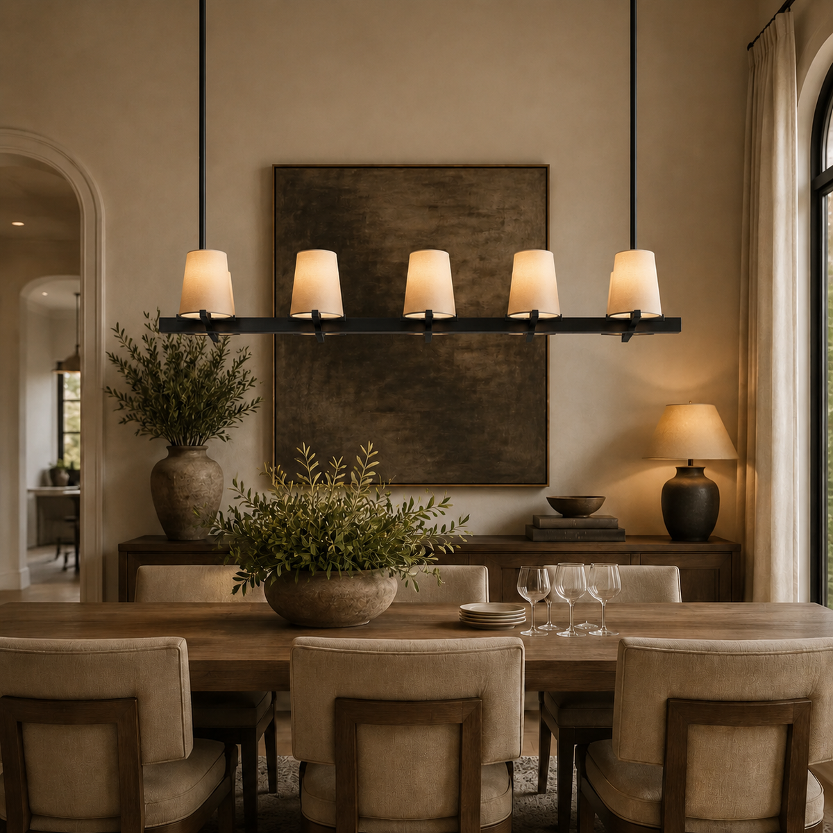 Parenlace Fabric Shade Linear Chandelier