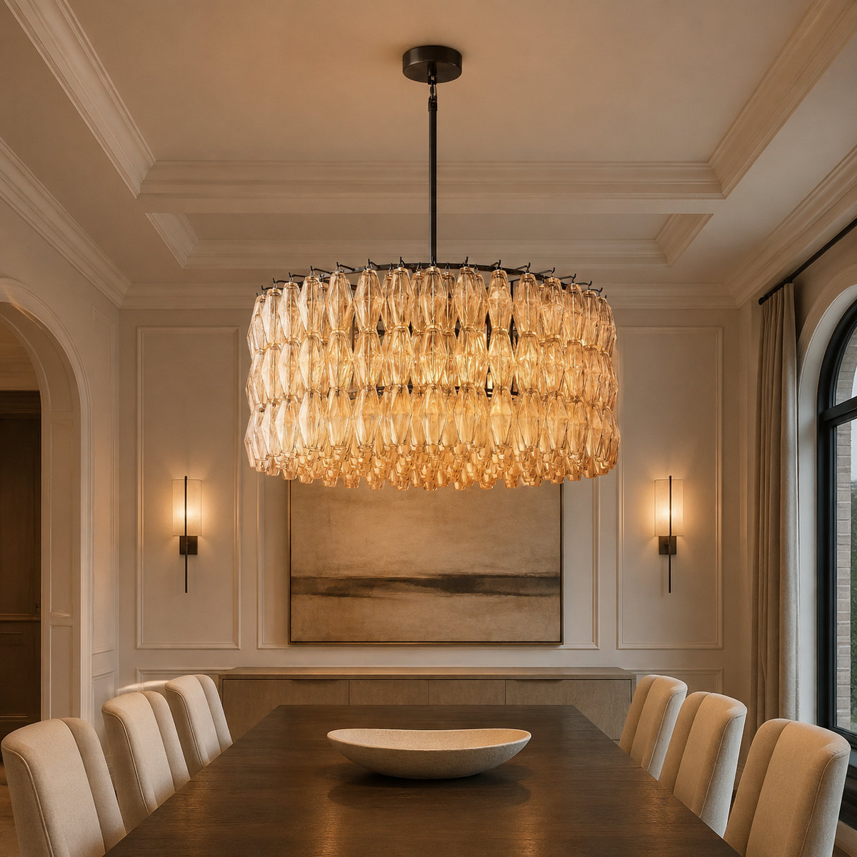 Chofira Smoke Glass Round Chandelier
