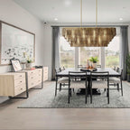 LIRENE SMOKE GLASS RECTANGULAR CHANDELIER 77"