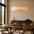 Hadilor Calcite Round Chandelier with Natural Alabaster Stone Shades