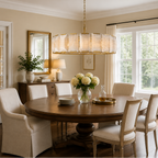 Hadilor Calcite Round Chandelier with Natural Alabaster Stone Shades