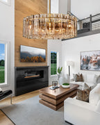 HATTICE SMOKE GLASS ROUND CHANDELIER 48"
