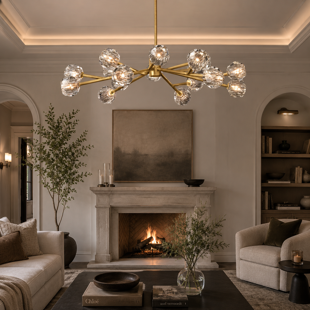 Beyle di Cristal Clear Glass Round Chandelier