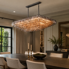 Chofira Smoke Glass Tiered Rectangular Chandelier
