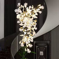 24 Light Gold Chandelier, Luxury Ginkgo Branch Chandelier for Staircase