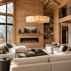Hadilor Calcite Round Chandelier with Natural Alabaster Stone Shades
