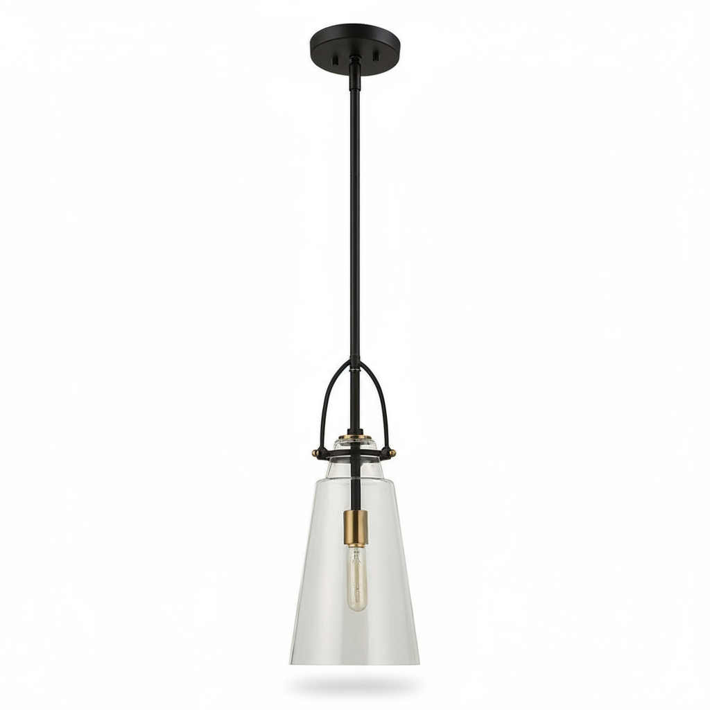 Saugus Black Antique Brass Mini Pendant Light