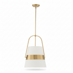 Harness Linen Shade Brass Pendant Light Fixture