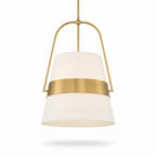 Harness Linen Shade Brass Pendant Light Fixture