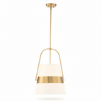 Harness Linen Shade Brass Pendant Light Fixture