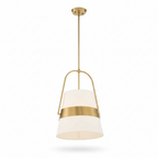 Harness Linen Shade Brass Pendant Light Fixture