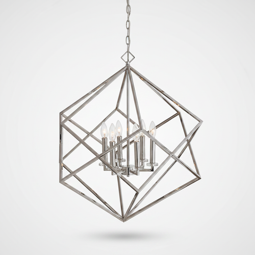 Euclid 6 Light Nickel Cube Crystal Pendant