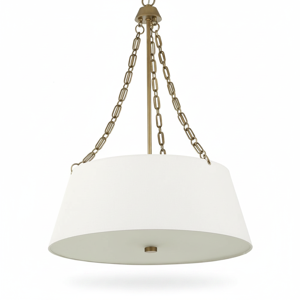 Andalucia Linen Shade Gold Pendant Light