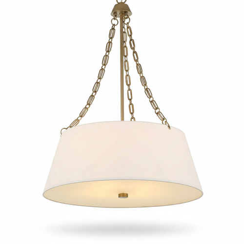 Andalucia Linen Shade Gold Pendant Light