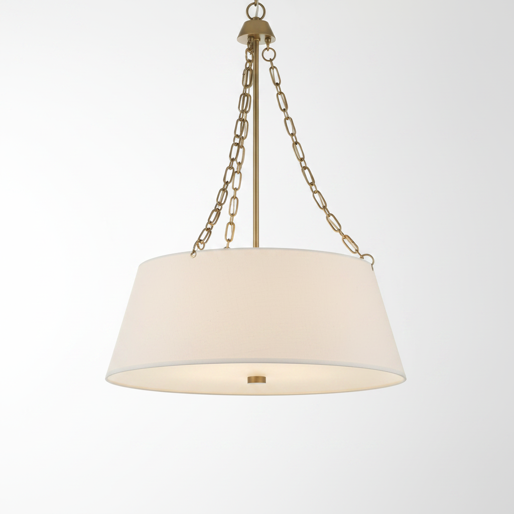 Andalucia Linen Shade Gold Pendant Light