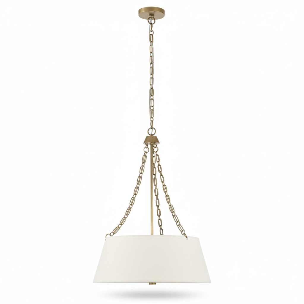 Andalucia Linen Shade Gold Pendant Light