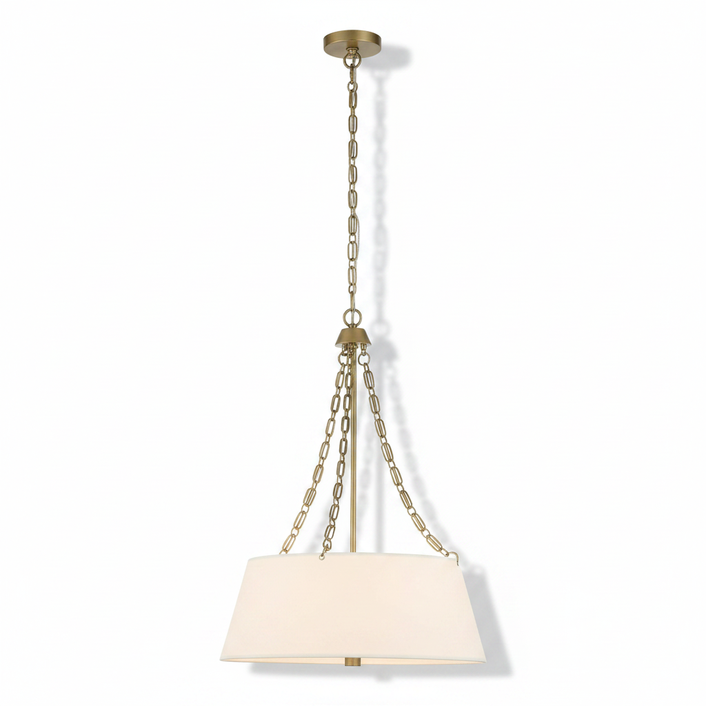 Andalucia Linen Shade Gold Pendant Light